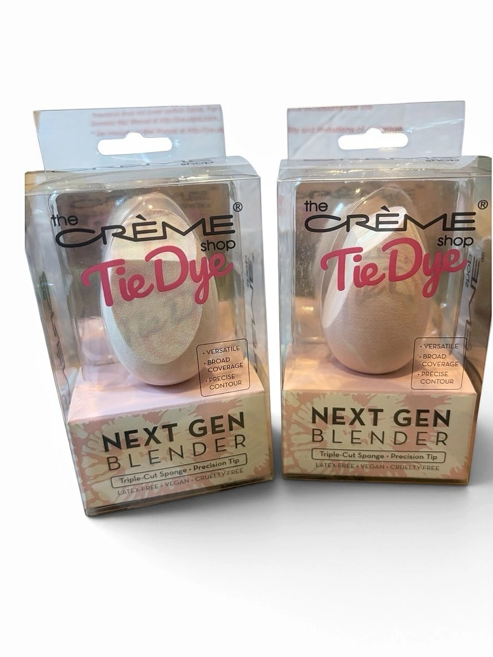 the Crème shop Tie Dye Next Gen Blender Makeup Sponge Set of 2 Pink & White